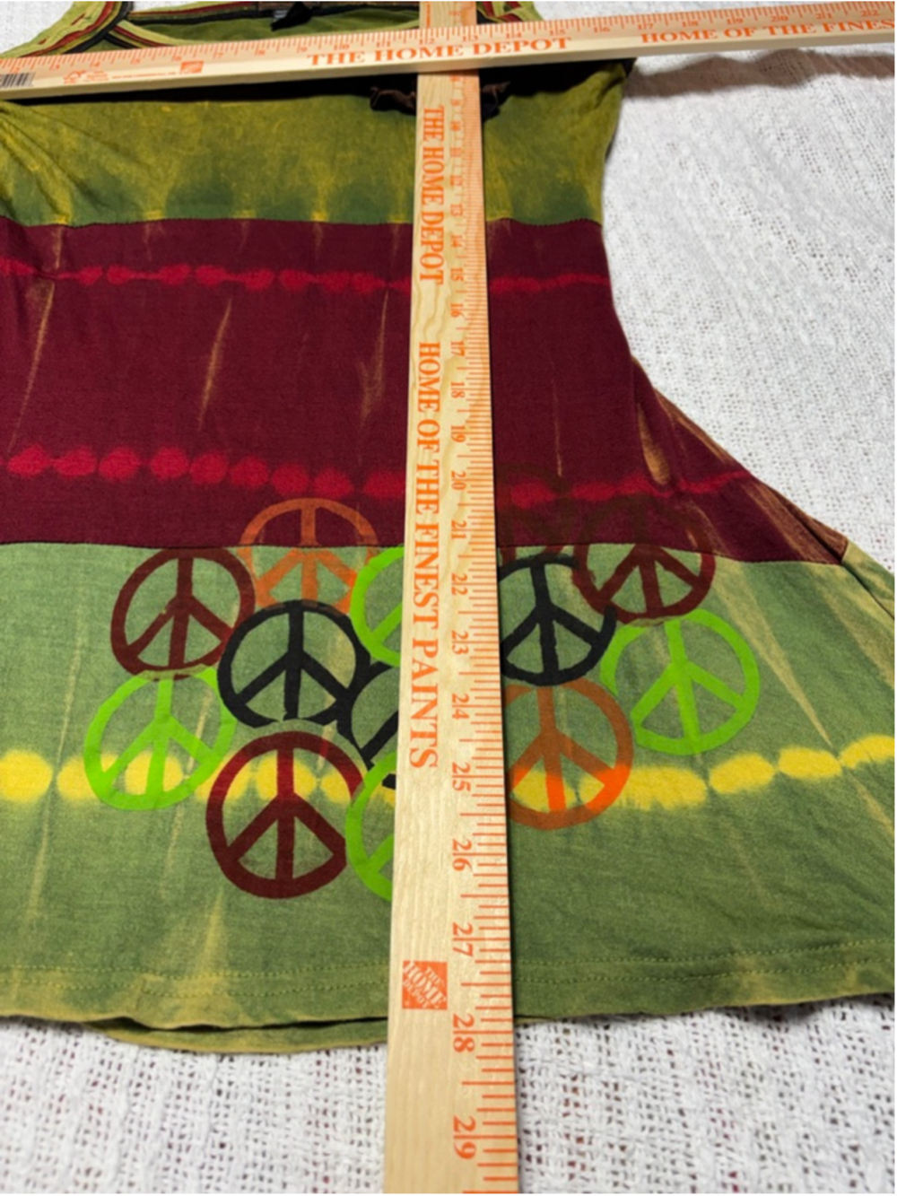 Rising International Boho Tie Dye Peace Sign Tunic Tank Top Size Med - Picture 6 of 9